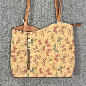 Corkcho Crossbody Shoulder Bag Brown Butterflies 100% Natural Cork From Portugal